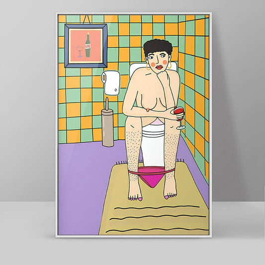 Canvas Wall Art Abstract Girl Bathroom Illustration