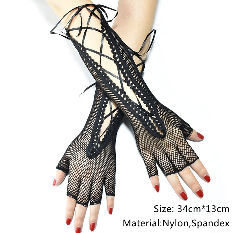 Elastic Fingerless Mesh Gloves