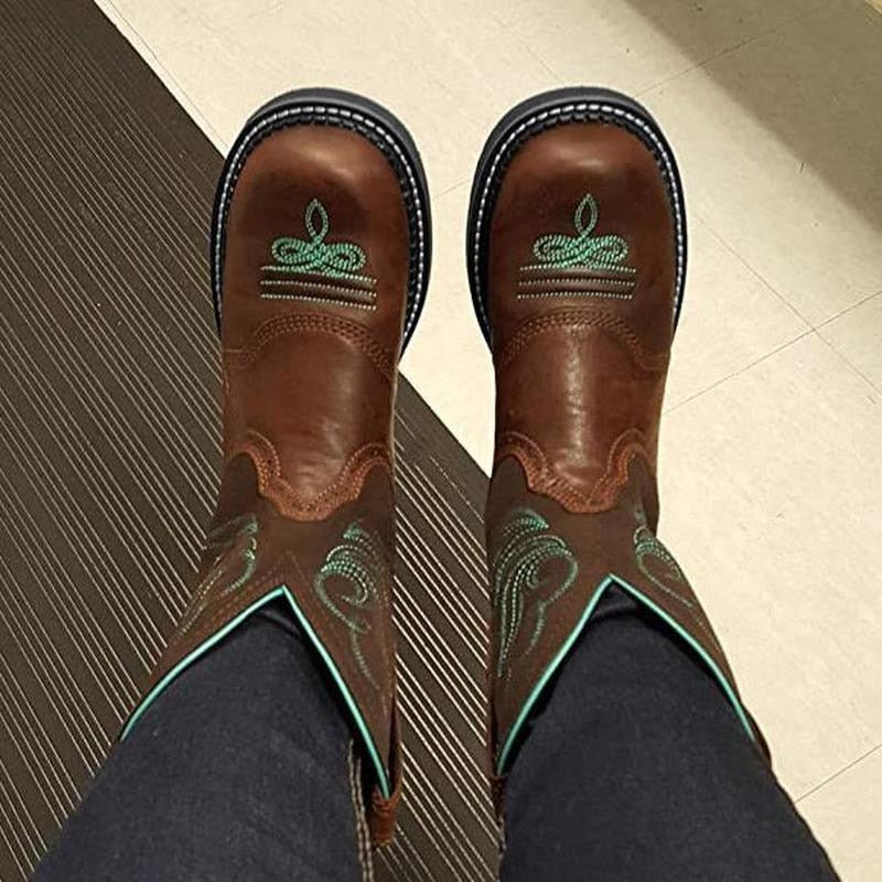 Embroidered Mid-calf Comfort Western Boots