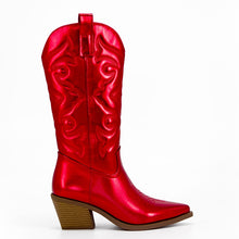 将图片加载到图库查看器，Embroidered Metallic Western Women&#39;s Cowboy boots
