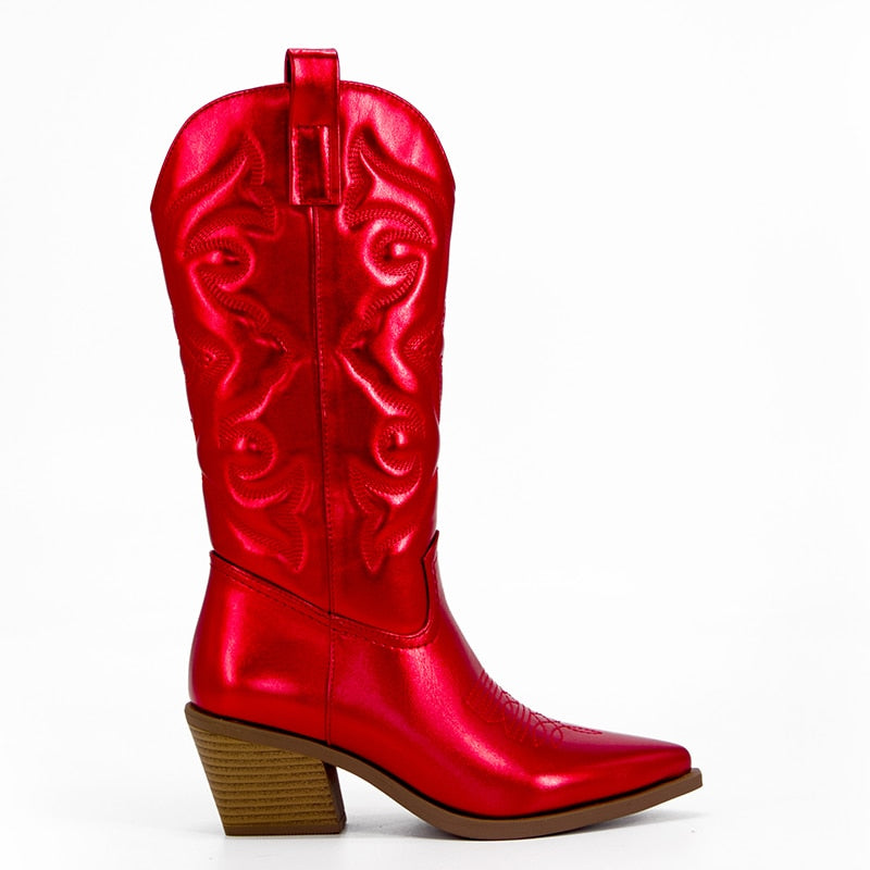 Embroidered Metallic Western Women's Cowboy boots