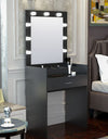 LED 1PC Dressing Table With Mirror Open Storage/Make Up Mirror Light Bulbs