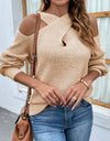 Long Sleeve Chic Criss-Cross Neck Sweater