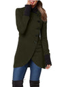 Autumn/Winter Solid Color Single Breasted Spliced Long Sleeve Coat