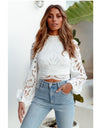 Elegant Long Sleeve Lace Blouse Crochet