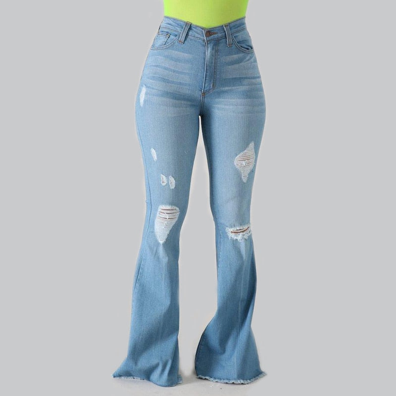 High Quality High Waist Stretchy Baggy Vintage Slim Fit Woman Wide Leg Flare Pants