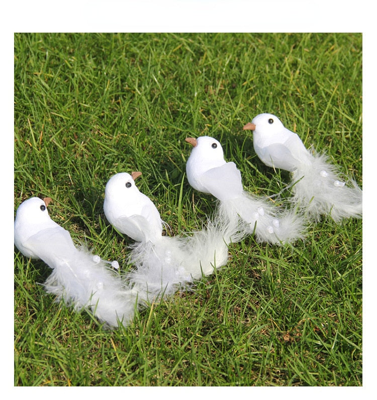 2PC White Simulation Dove Imitation Bird