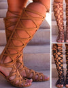 Bandage Knee High Flat Sandals