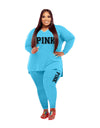 XL-5XL Two Piece Long Sleeve V Neck top And Pants