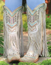 Square Heel Square Toe Slip-On Retro Mid-Calf Boots