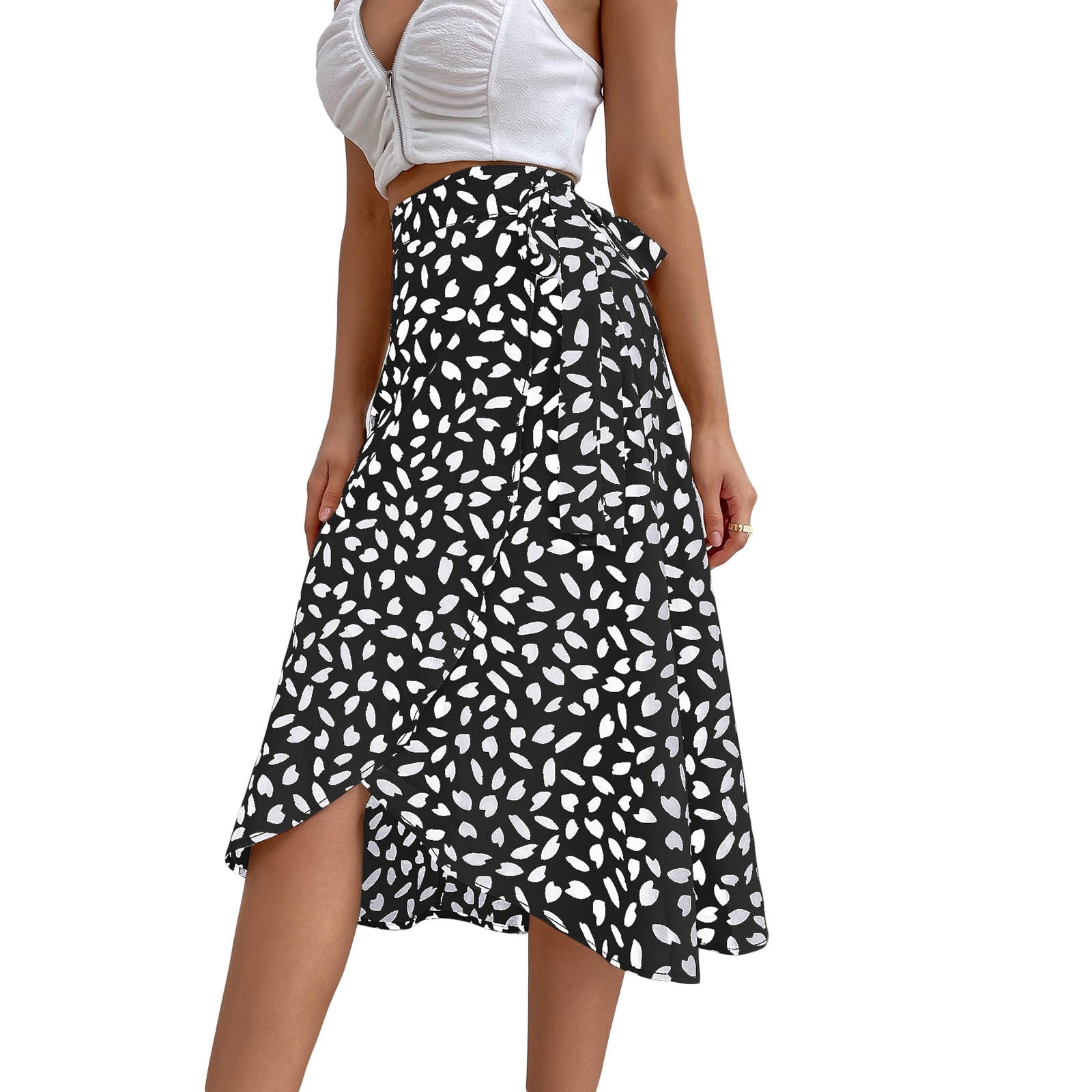 Midi A-Line High Waist Split Wrap Skirt