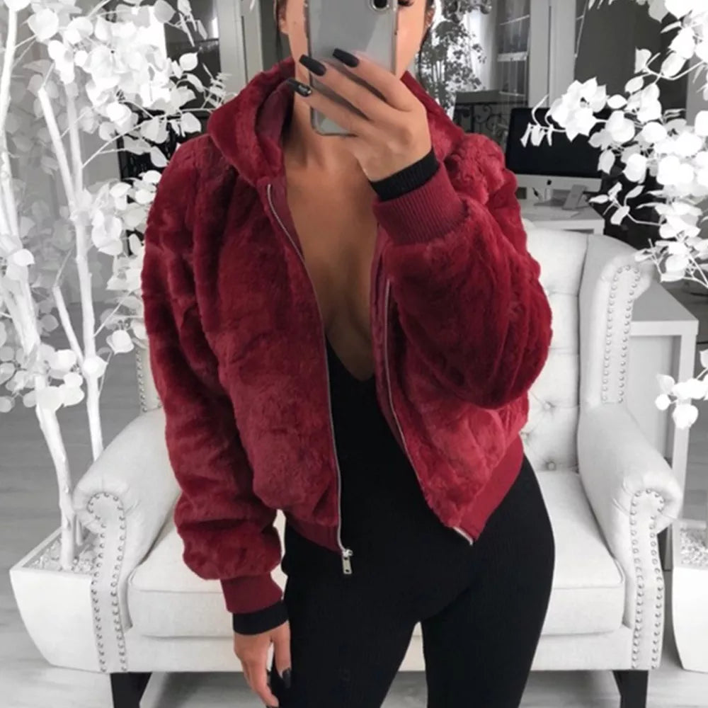 New Faux Fur Coat With Hood