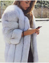 Elegant Windproof Thick Faux Fox Fur Long Coat