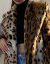 Long Thick Fluffy Faux Fur Tiger Print Coat