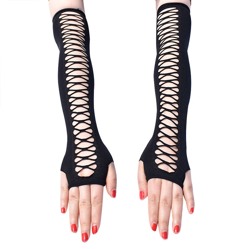 Elastic Fingerless Mesh Gloves