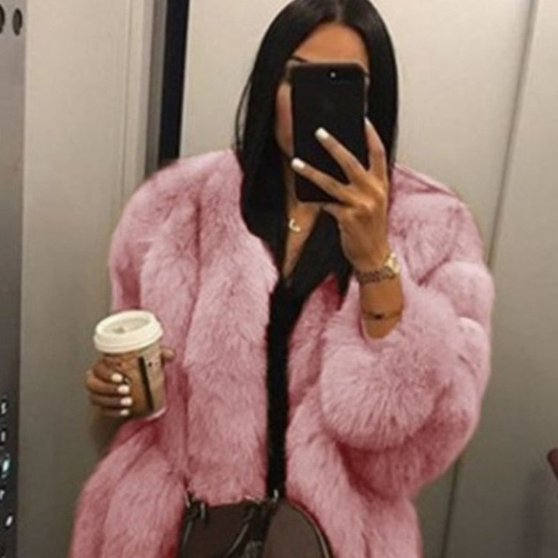 High Quality Elegant Thick Warm Fur Coat