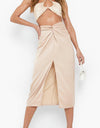 Silk Satin Skirt with Side Slit
