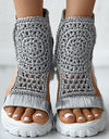 Knitted Braided Geometric Wedge Sandals