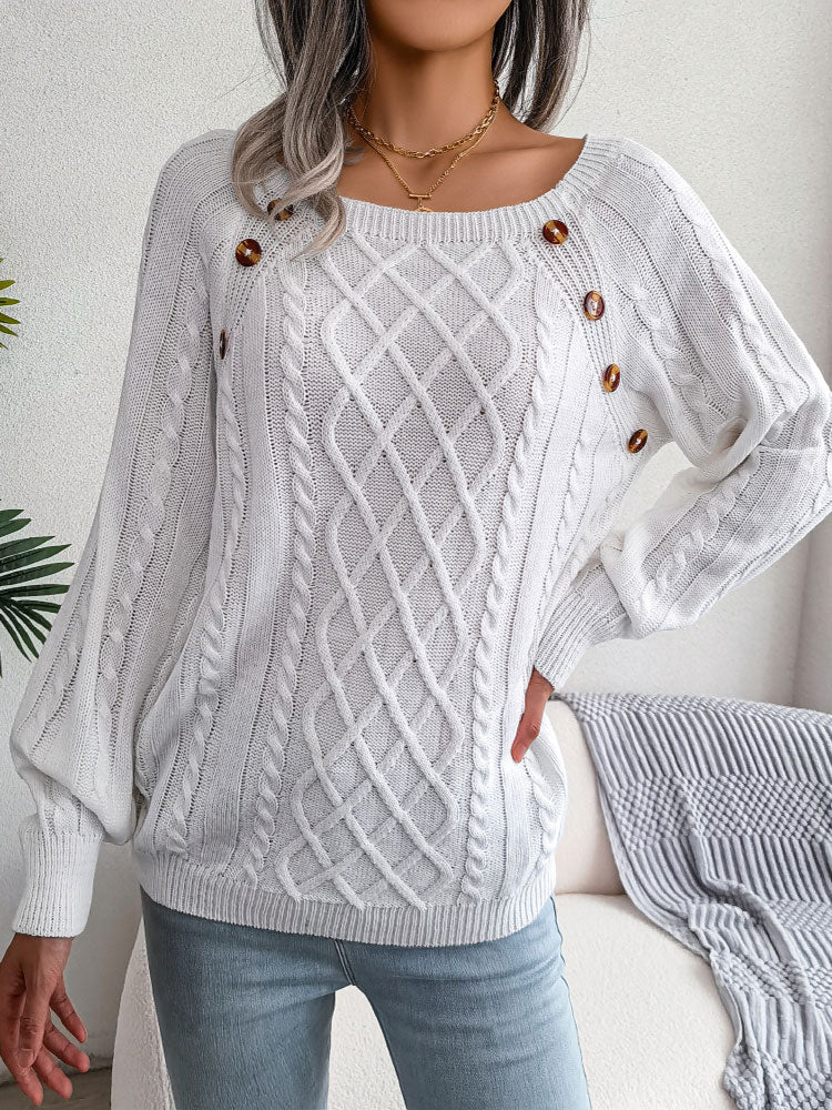 Knitted Acrylic Loose Long Sleeve Sweater