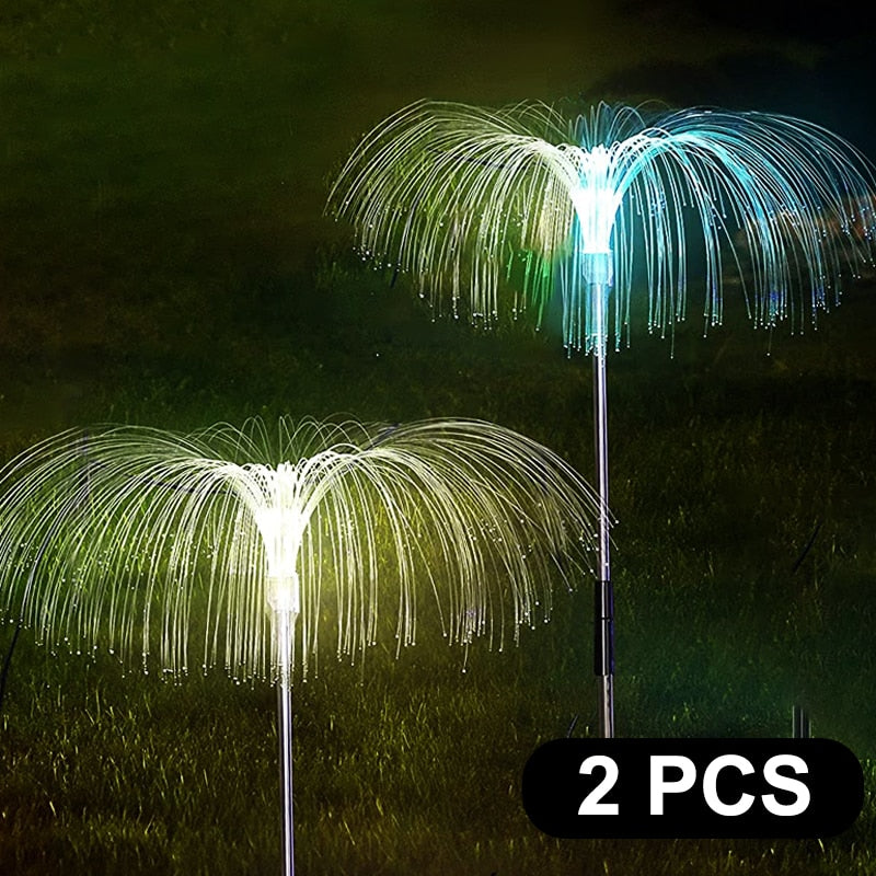 7 Color jellyfish Solar Led garden fiber optic Lamp jellyfish