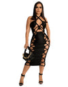 Hollow Out Lace Up Sleeveless Dresses