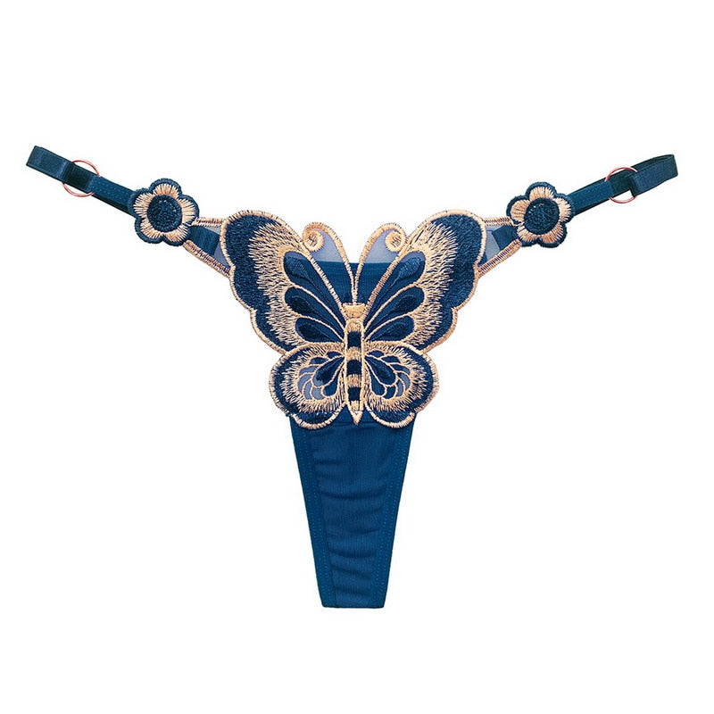 Cute Butterfly Embroidery Women Thongs