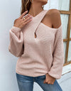 Long Sleeve Chic Criss-Cross Neck Sweater