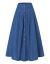 Casual Loose Hem Button A-line Long Skirt