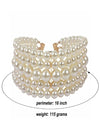 Multi-layer imitation pearl beaded short necklace earring set