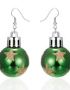 Fashion Green Red Color Star Ball Christmas Earring Women