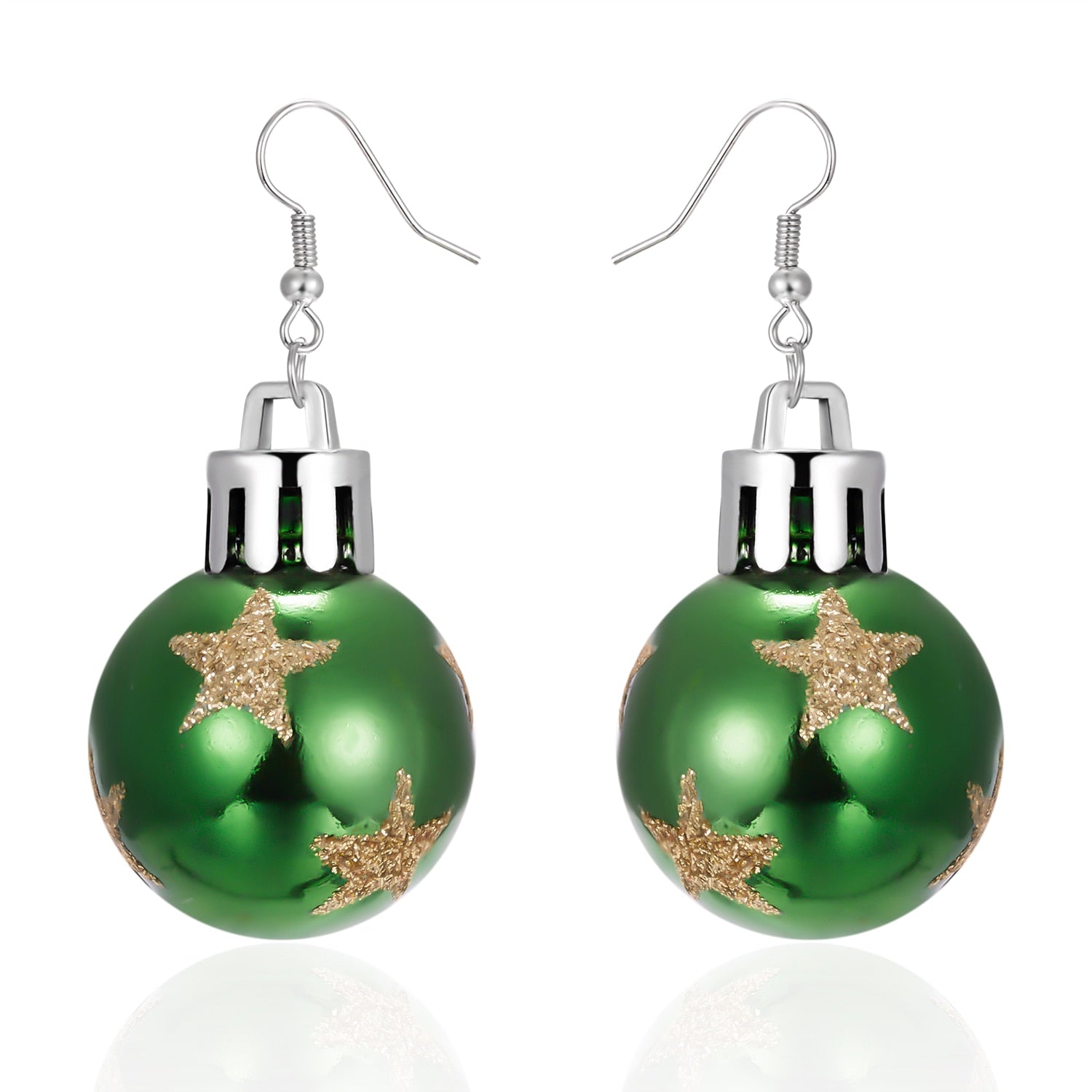Fashion Green Red Color Star Ball Christmas Earring Women
