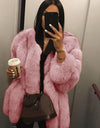 Elegant Windproof Thick Faux Fox Fur Long Coat