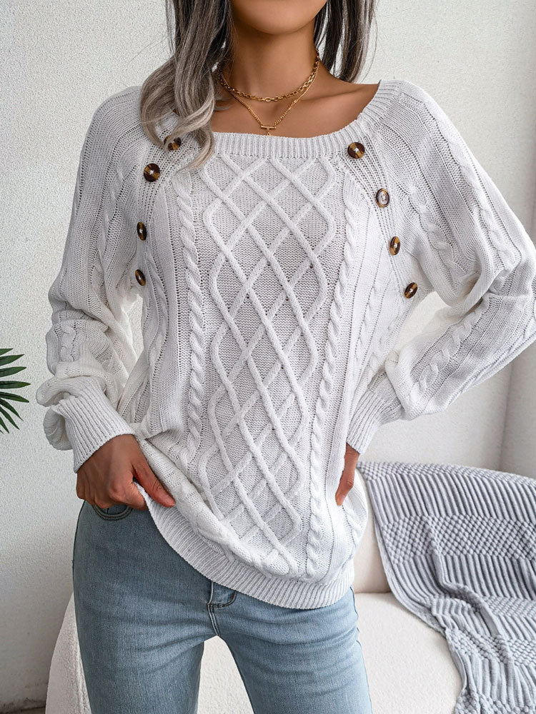 Knitted Acrylic Loose Long Sleeve Sweater