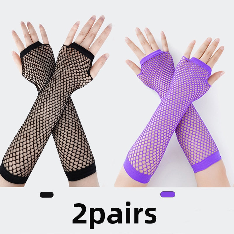 Fishnet Fingerless Long Gloves
