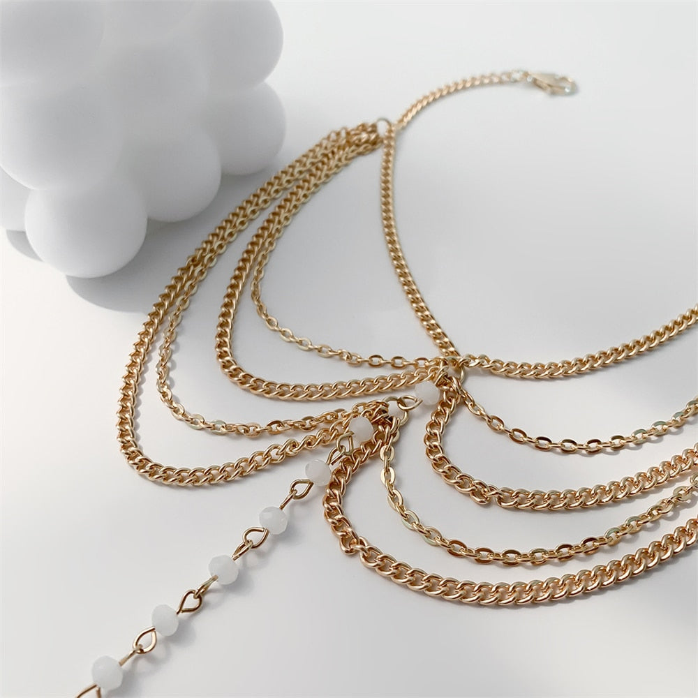 Multi-Layer Pearl Anklet Chain