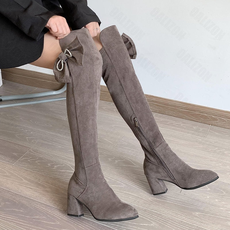 Knee High Suede Chelsea Boots