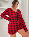 Plus Size Lounge Red Plaid Onesies Sleepwear