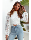 Elegant Long Sleeve Lace Blouse Crochet