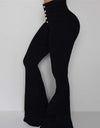 Bell-bottom Solid High Waist Long Pants