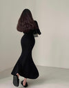 Zipper Lapel Slim V Neck Fishtail Dress