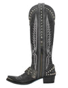 Thick Heel Metal Belt Buckle Rivet Embroidery Western Boots
