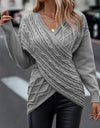 V-neck Knitted Off Shoulder Cross Pullover