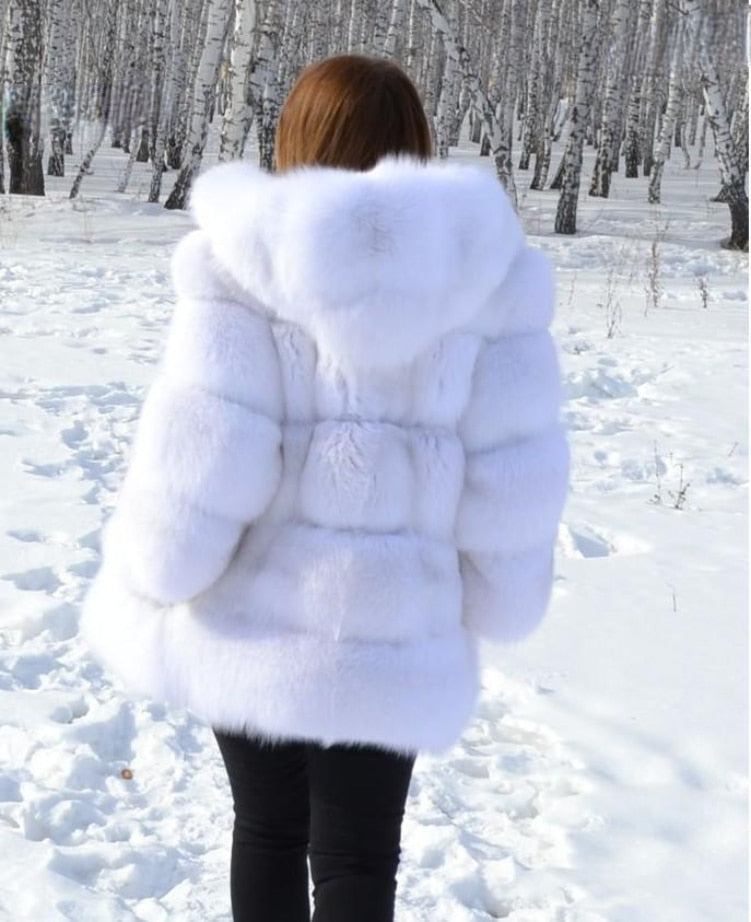 High Quality Warm Thick Hooded Fur Winter Coat