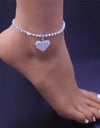 Rhinestone Heart Anklet
