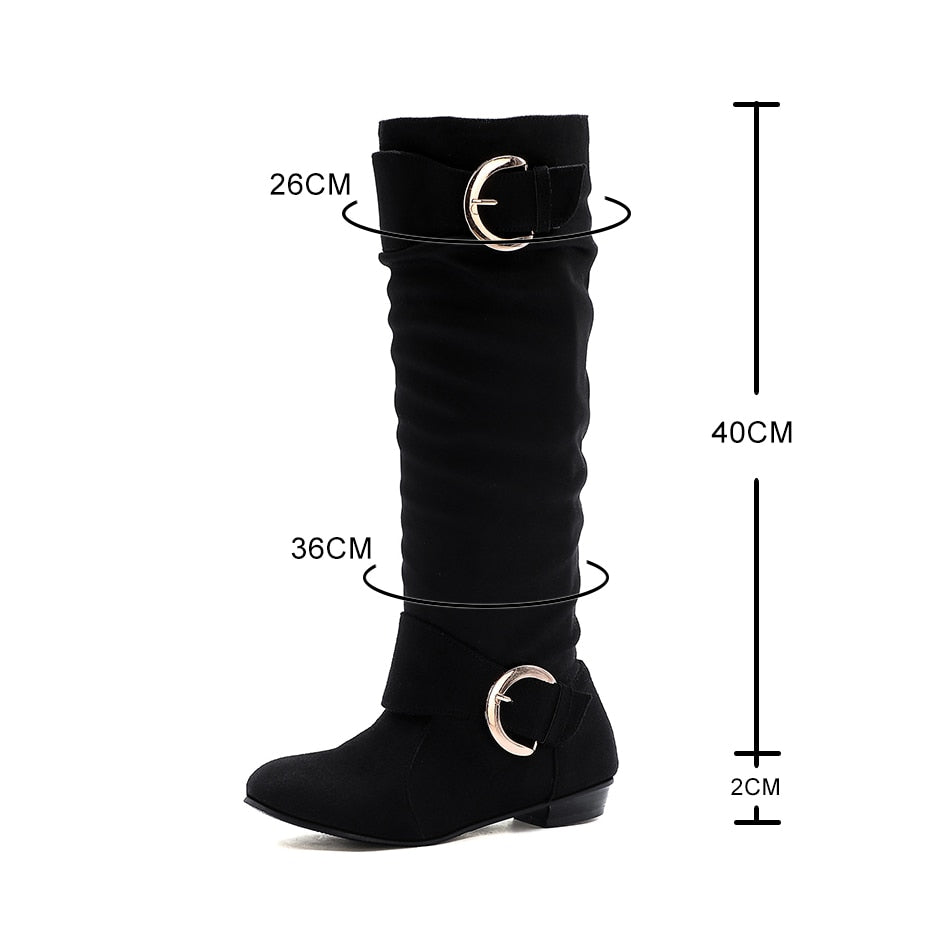 Pleated Knee High Boots