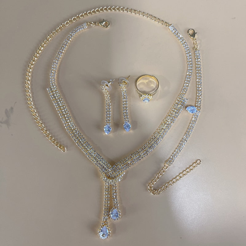 Silver Color Rhinestone Crystal Bridal Jewelry Sets