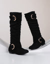 Pleated Knee High Boots