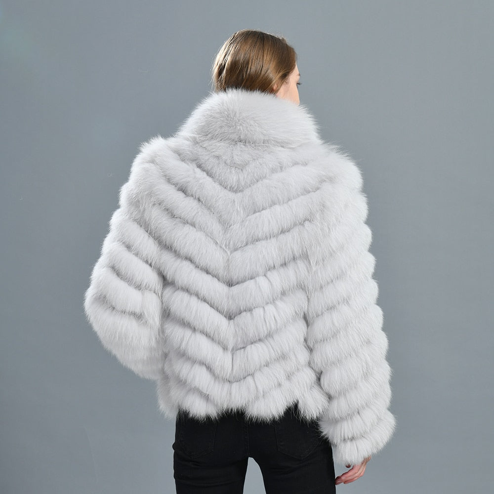 Luxury Real Fox Fur Coat(Reversible) With High-Grade Silk Liner