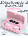 F9 TWS Bluetooth 5.0 Wireless Earphone Pink 2200mAh Charging Box