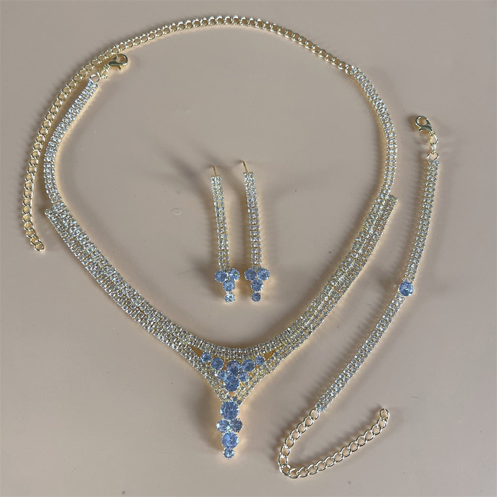 Silver Color Rhinestone Crystal Bridal Jewelry Sets